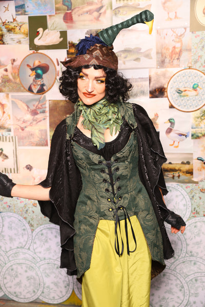 23. Petite Tailed Overbust in Forest Scroll - The Fowl Majesty Collection