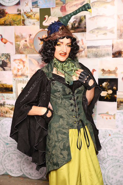 23. Petite Tailed Overbust in Forest Scroll - The Fowl Majesty Collection