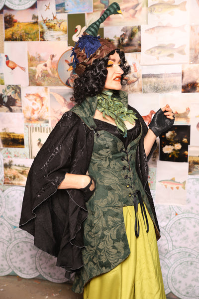 23. Petite Tailed Overbust in Forest Scroll - The Fowl Majesty Collection