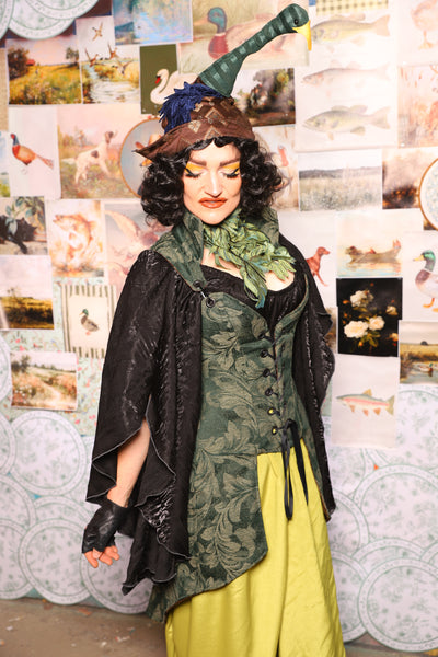 23. Petite Tailed Overbust in Forest Scroll - The Fowl Majesty Collection