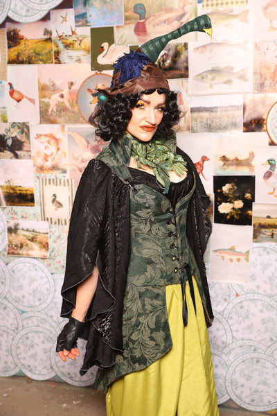 23. Petite Tailed Overbust in Forest Scroll - The Fowl Majesty Collection