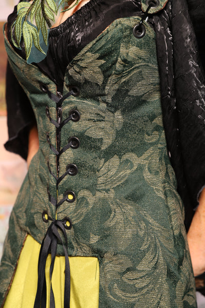23. Petite Tailed Overbust in Forest Scroll - The Fowl Majesty Collection