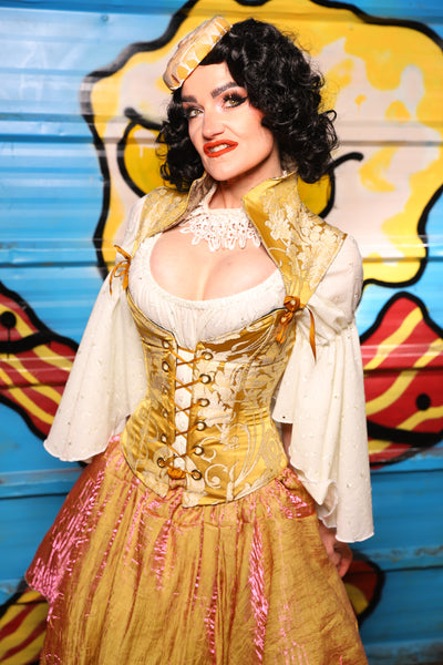 Detachable Archer Collar Straps in Belle Gold Damask - "Wakey Wakey Eggs & Bakey" Collection