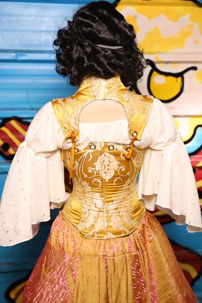 Detachable Archer Collar Straps in Belle Gold Damask - "Wakey Wakey Eggs & Bakey" Collection