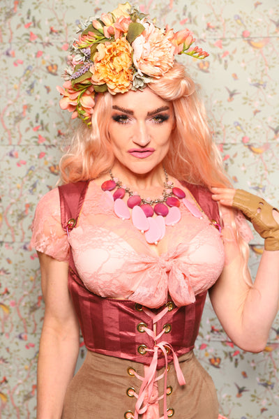 Cropped Vixen in Mauve Matte Satin Stripe - Valentine's Day Collection