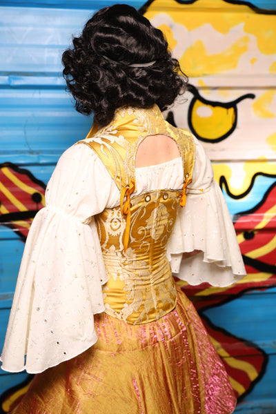 Detachable Archer Collar Straps in Belle Gold Damask - "Wakey Wakey Eggs & Bakey" Collection