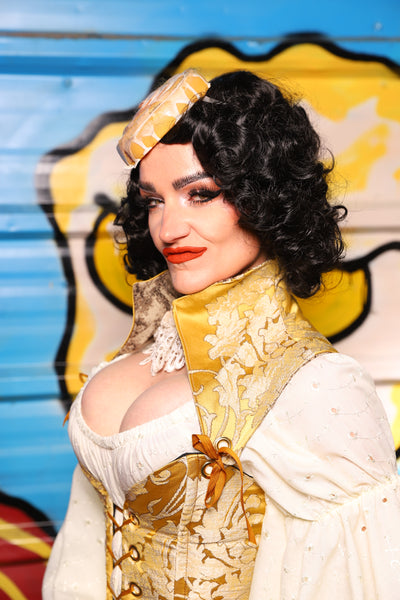 Detachable Archer Collar Straps in Belle Gold Damask - "Wakey Wakey Eggs & Bakey" Collection