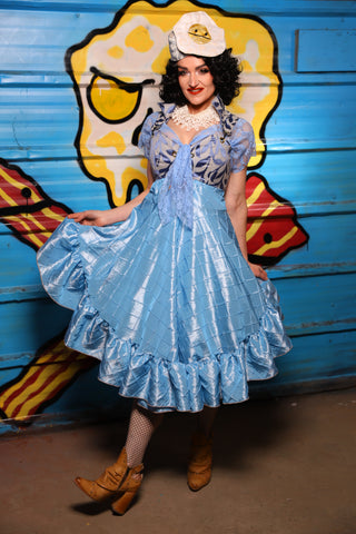 Crescent Skirt w/ruffle in Cinderella Pintuck - "Wakey Wakey Eggs & Bakey" Collection
