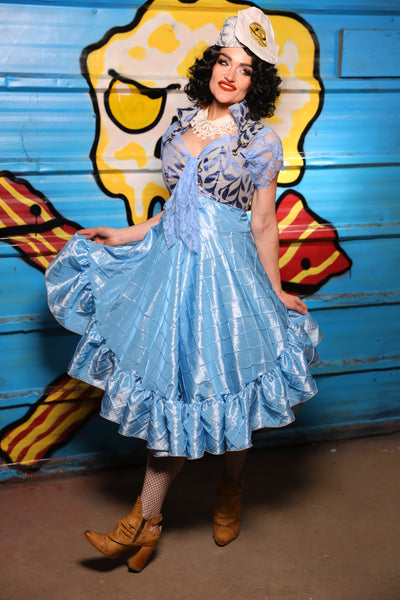 Crescent Skirt w/ruffle in Cinderella Pintuck - "Wakey Wakey Eggs & Bakey" Collection