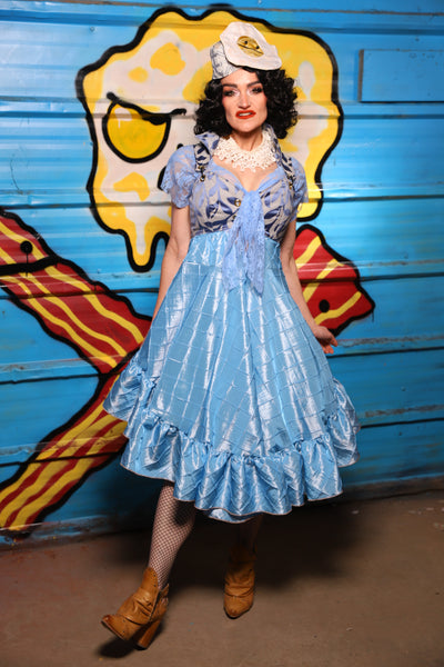 Crescent Skirt w/ruffle in Cinderella Pintuck - "Wakey Wakey Eggs & Bakey" Collection