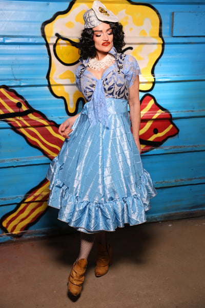 Crescent Skirt w/ruffle in Cinderella Pintuck - "Wakey Wakey Eggs & Bakey" Collection