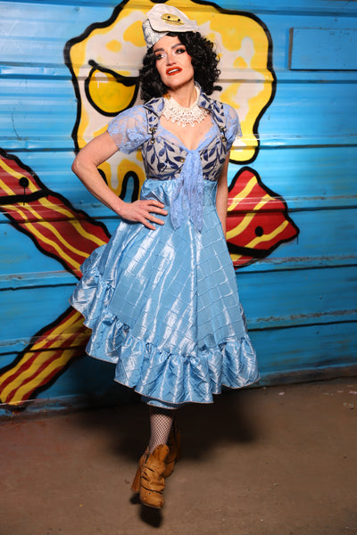 Crescent Skirt w/ruffle in Cinderella Pintuck - "Wakey Wakey Eggs & Bakey" Collection
