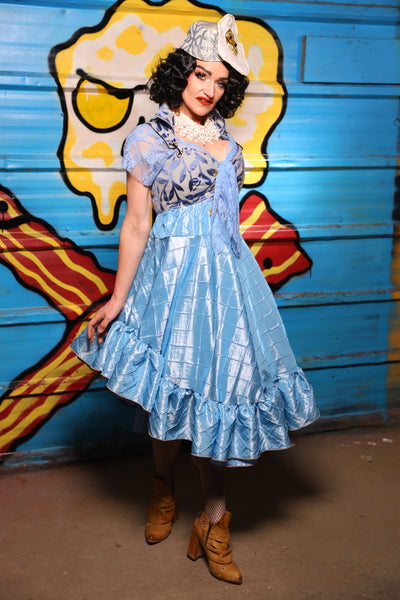 Crescent Skirt w/ruffle in Cinderella Pintuck - "Wakey Wakey Eggs & Bakey" Collection