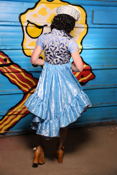 Crescent Skirt w/ruffle in Cinderella Pintuck - "Wakey Wakey Eggs & Bakey" Collection
