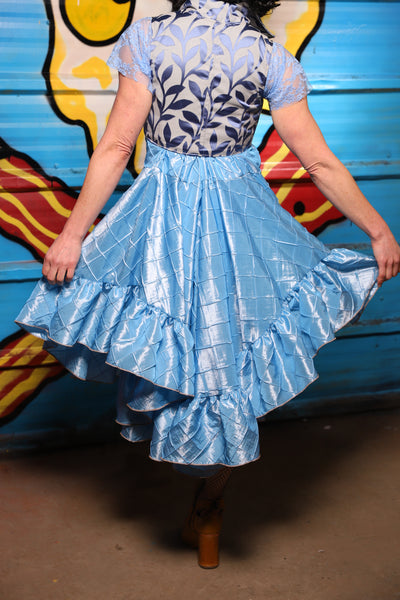 Crescent Skirt w/ruffle in Cinderella Pintuck - "Wakey Wakey Eggs & Bakey" Collection