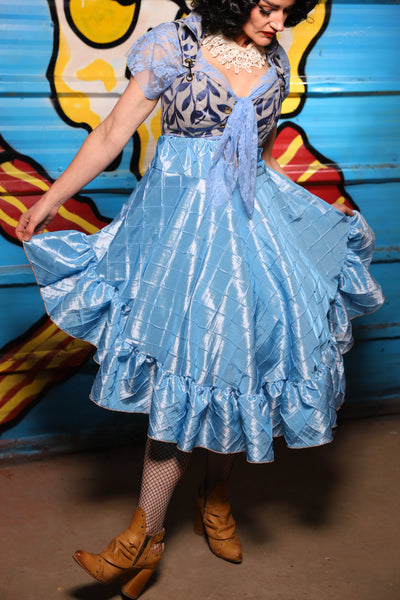 Crescent Skirt w/ruffle in Cinderella Pintuck - "Wakey Wakey Eggs & Bakey" Collection
