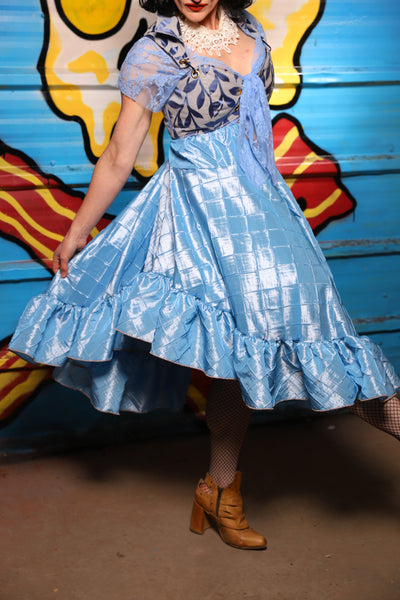 Crescent Skirt w/ruffle in Cinderella Pintuck - "Wakey Wakey Eggs & Bakey" Collection