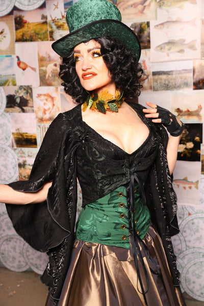 09. Cropped Marie Bodice in Black & Green Medallion - August 13th