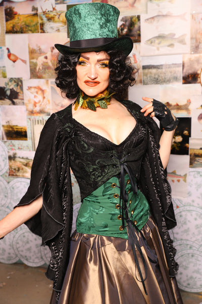 09. Cropped Marie Bodice in Black & Green Medallion - August 13th