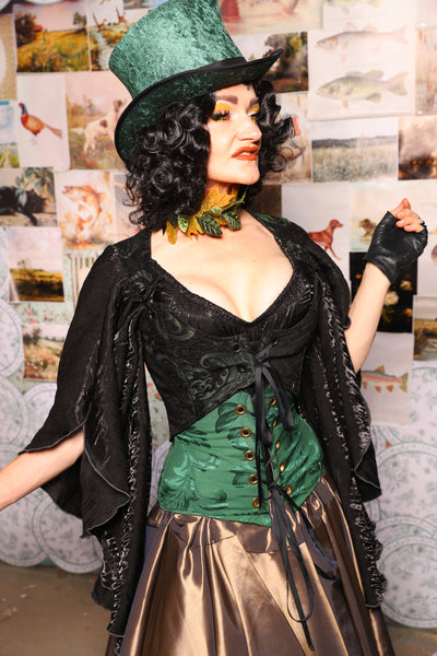 09. Cropped Marie Bodice in Black & Green Medallion - August 13th