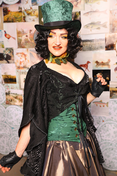 09. Cropped Marie Bodice in Black & Green Medallion - August 13th