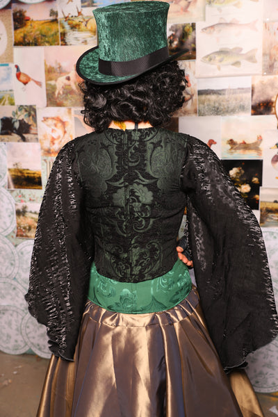 09. Cropped Marie Bodice in Black & Green Medallion - August 13th