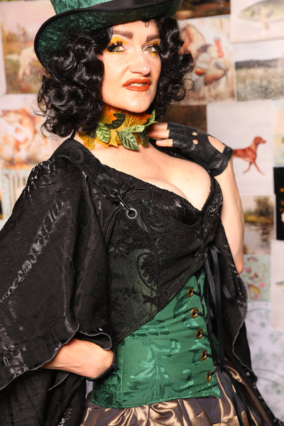 09. Cropped Marie Bodice in Black & Green Medallion - August 13th