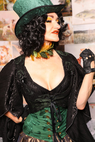 09. Cropped Marie Bodice in Black & Green Medallion - August 13th