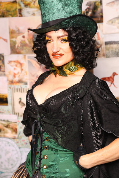 09. Cropped Marie Bodice in Black & Green Medallion - August 13th