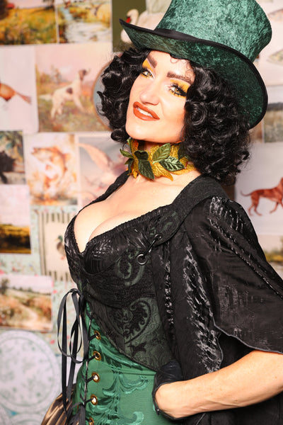 09. Cropped Marie Bodice in Black & Green Medallion - August 13th