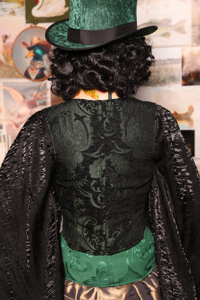 09. Cropped Marie Bodice in Black & Green Medallion - August 13th