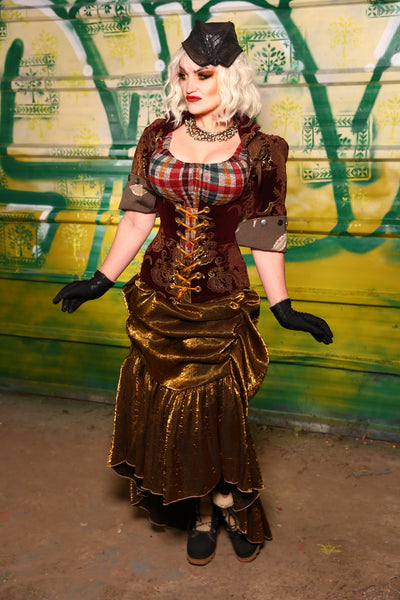 Swoon Skirt w/Long Ruffles in Crushed Bronze - The Tartan and Tinsel Collection