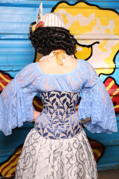Wench Underbust Corset in Willow Porcelain - "Wakey Wakey Eggs & Bakey" Collection