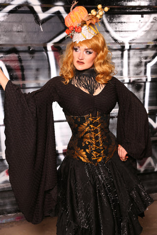 Wench Corset In  Black & Gold Medallion - "13 Days of Halloween 2024" Day 5