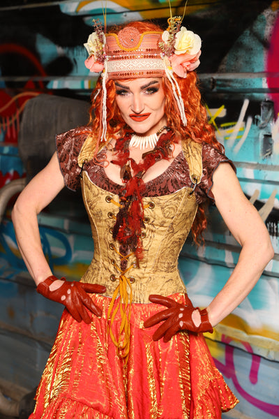 18. Maiden Bodice Corset in Ink-Drawn Tigers - The "Ensembled in Embers" Collection