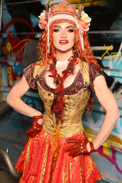 18. Maiden Bodice Corset in Ink-Drawn Tigers - The "Ensembled in Embers" Collection