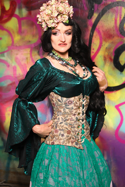Torian Corset in Winsome Floral - The Monet-Punk Collection