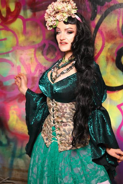 Torian Corset in Winsome Floral - The Monet-Punk Collection