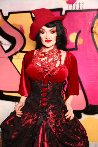 Wench Corset in Crimson & Black -"The Raven & Ruby Collection" - #55