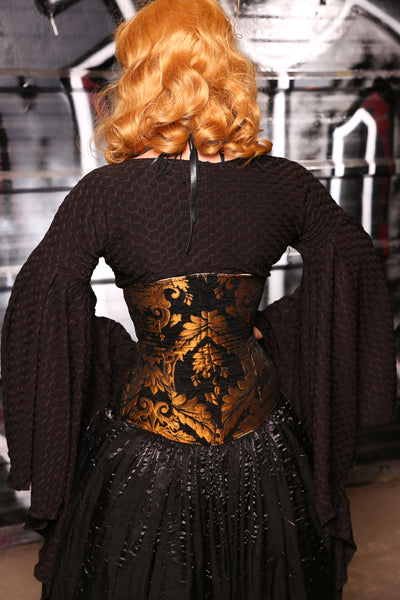 Petite Wench Corset in  Black & Gold Medallion - "13 Days of Halloween 2024" Day 5