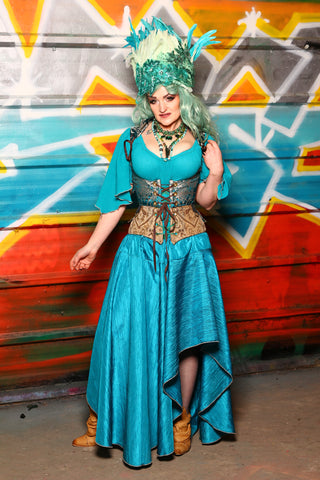 Crescent Skirt in Turquoise Crushed Taffeta #11