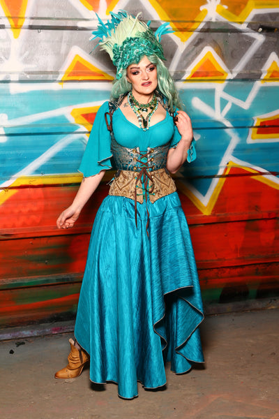 Crescent Skirt in Turquoise Crushed Taffeta #11