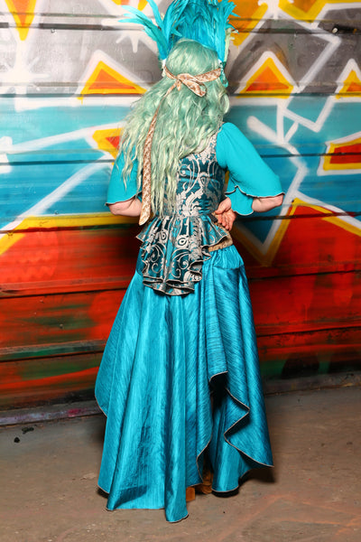 Crescent Skirt in Turquoise Crushed Taffeta #11