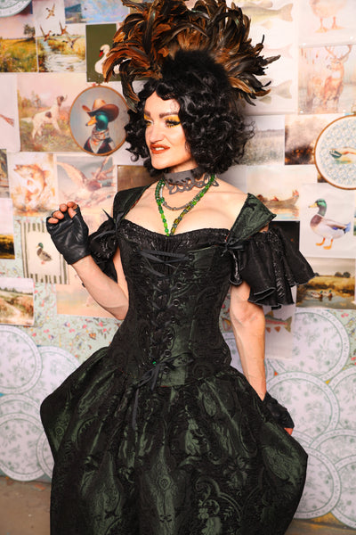 20. Petite Aurora w/Strap in Black & Green Medallion - The Fowl Majesty Collection