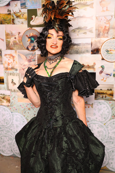 20. Petite Aurora w/Strap in Black & Green Medallion - The Fowl Majesty Collection