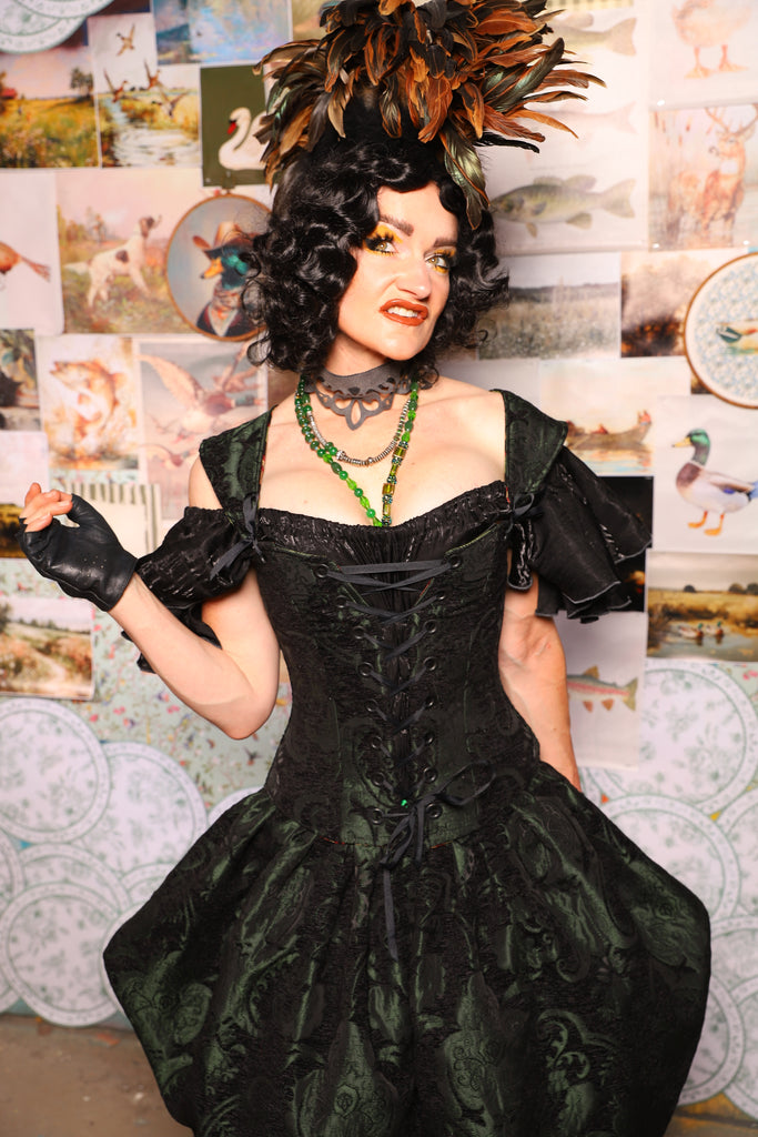 20. Petite Aurora w/Strap in Black & Green Medallion - The Fowl Majesty Collection