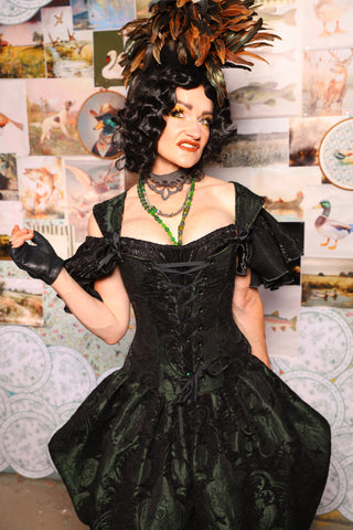 20. Petite Aurora w/Strap in Black & Green Medallion - The Fowl Majesty Collection