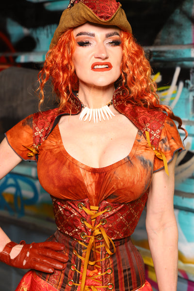 10. Cropped Underbust SORCERESS Corset in Persimmon Square - The "Ensembled in Embers" Collection
