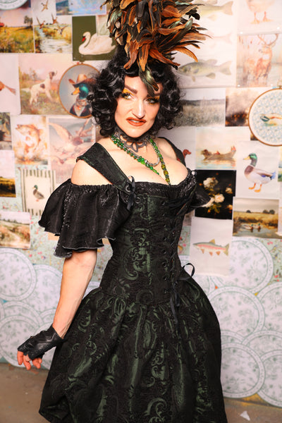 20. Petite Aurora w/Strap in Black & Green Medallion - The Fowl Majesty Collection
