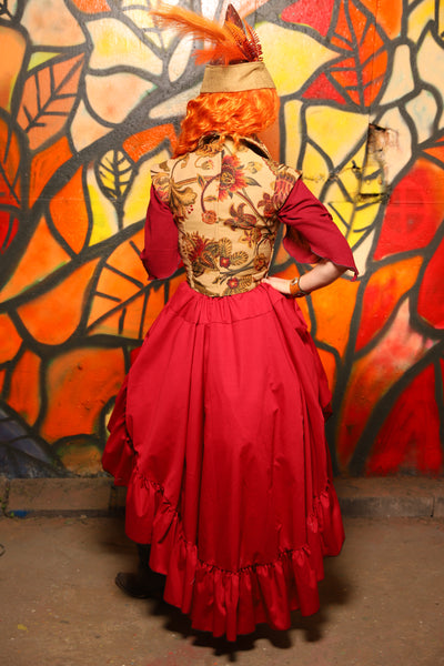 Salsa Skirt in Red Cotton Broadcloth -"Bowstrings & Bodices Collection"